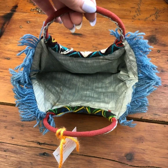 SOLD Vintage Rare 40s Crewel Embroidered Mini Purse Bag - Picture 4 of 5